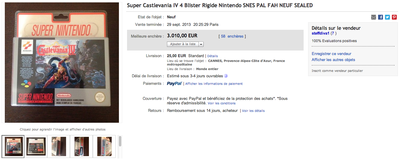 &quot;Super Castlevania IV&quot; (PAL) pour Super-Nintendo à 3010 Euros !