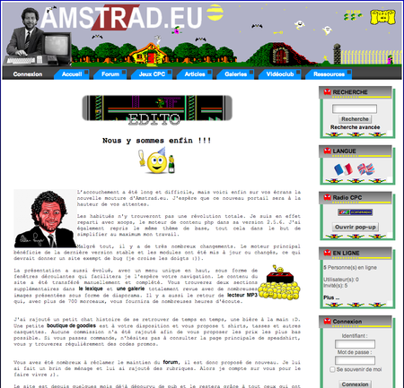 Capture d'écran du site Amstrad.eu à la date du 07/02/2014.