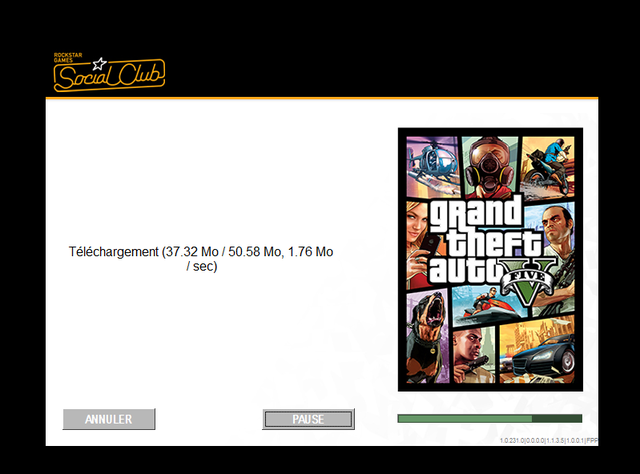 Téléchargement du programme de pré-download de GTA V PC.