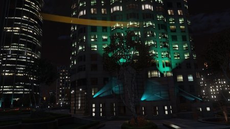 La lumière bleue sur les immeubles de PILLBOX HILL.