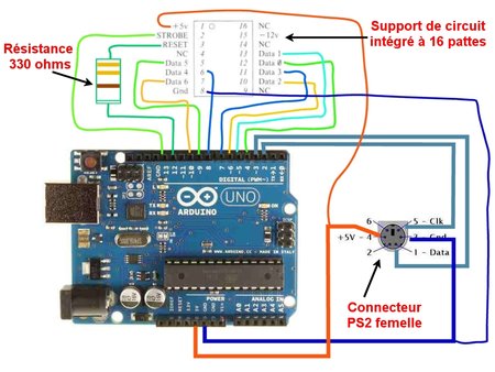 Schéma Arduino Clavier PS2  pour APPLE 2+