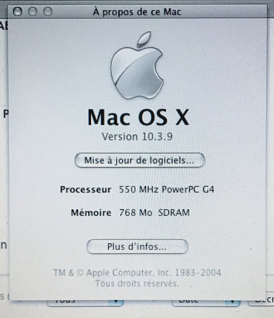 Mac OS X.3.9 sur un Apple PowerBook Titanium G4 !