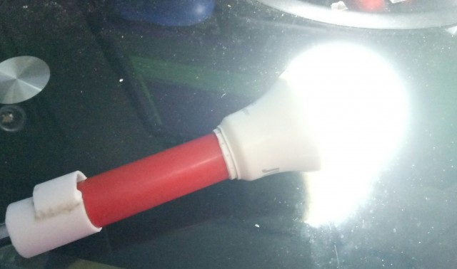 Lampe en fonctionnement, intensité maximale.