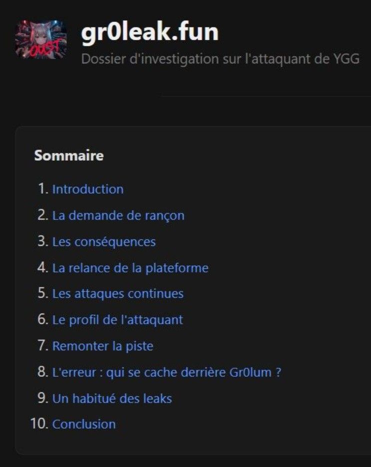 Dossier d'investigation sur l'attaquant de YGG.