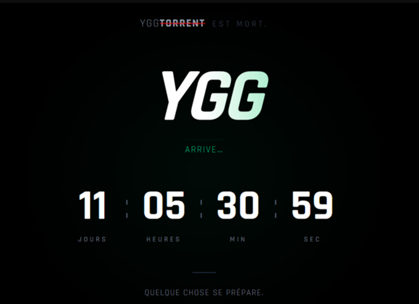 Countdown annonçant la relance de YGG