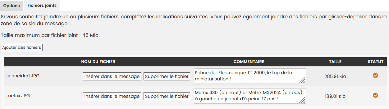 Ceci est le commentaire de cette photo d'écran
