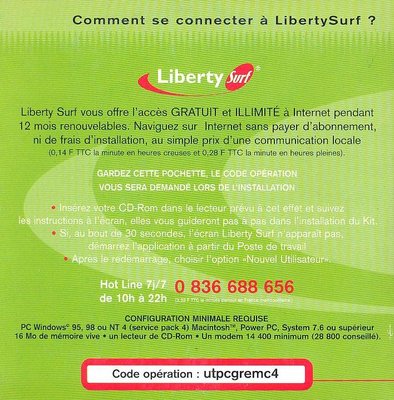 Kit de connexion Liberty Surf - 1999 (verso)