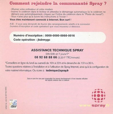 Kit de connexion SPRAY - av. 2000 (?) (verso)