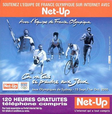 Net_UP_1.jpg (132.21 Kio) Vu 7072 fois Kit de connexion Net-Up en partenariat avec l'équipe de France olympique (Sydney) - 2000 (recto)