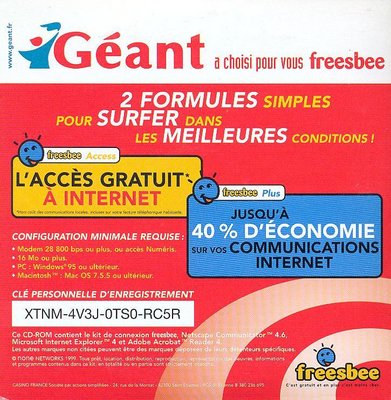 Kit de connexion Freesbee en partenariat avec l'enseigne Géant - 1999 (verso)