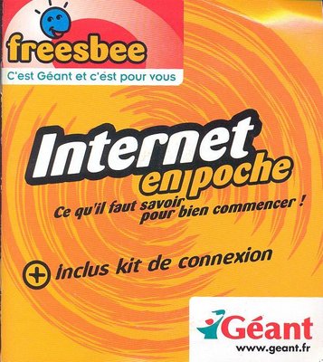 Kit de connexion Freesbee &quot;Internet en poche&quot; en partenariat avec l'enseigne Géant (2000) - recto