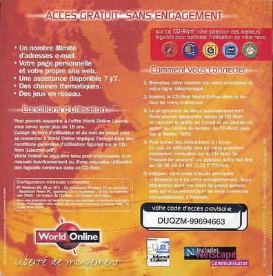 Kit de connexion World Online (1999/2000 ?) - verso